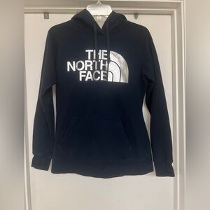 The North Face Half Dome pullover hoodie - navy with silver foil logo - size S